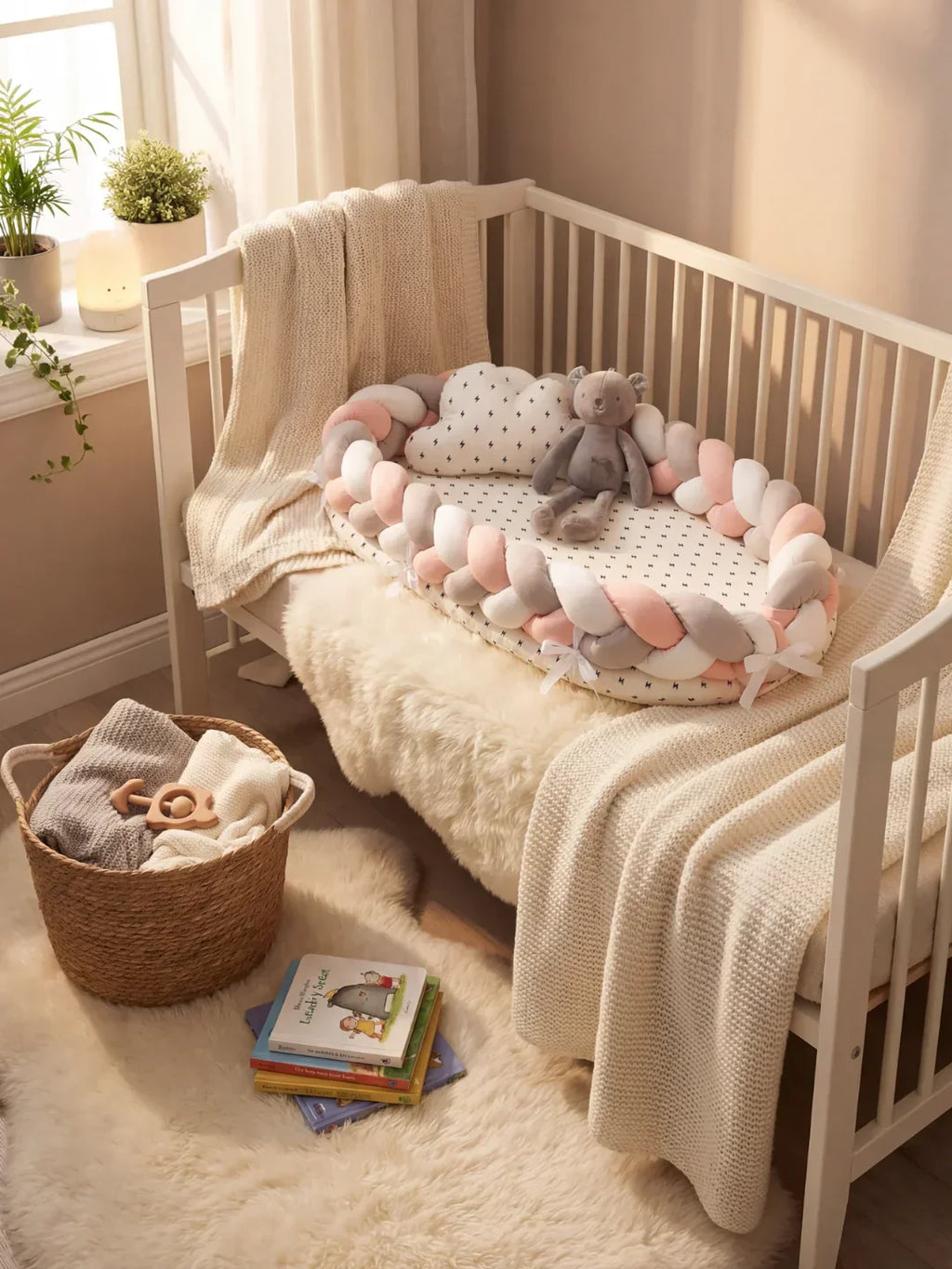 Breathable Bionic Baby Nest with Braided Bumper