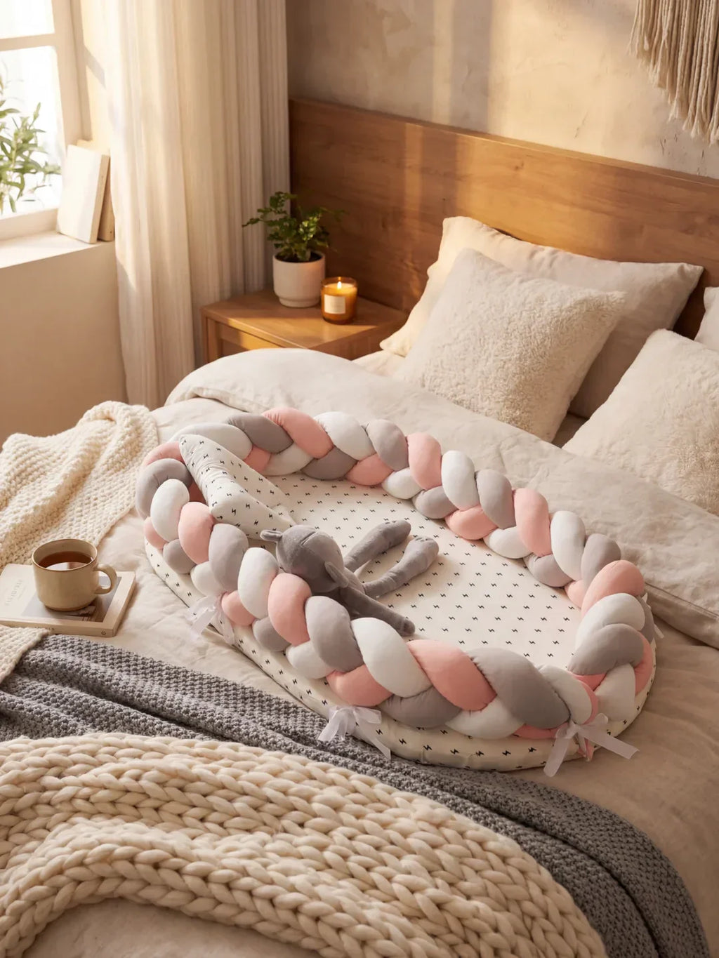 Breathable Bionic Baby Nest with Braided Bumper
