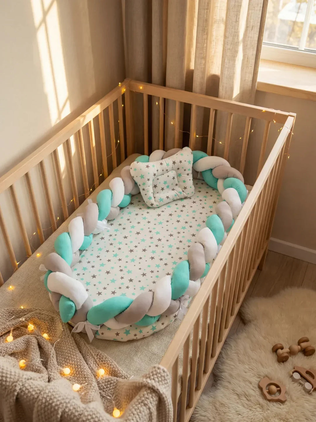 Breathable Bionic Baby Nest with Braided Bumper