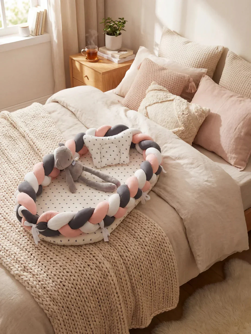 Breathable Bionic Baby Nest with Braided Bumper