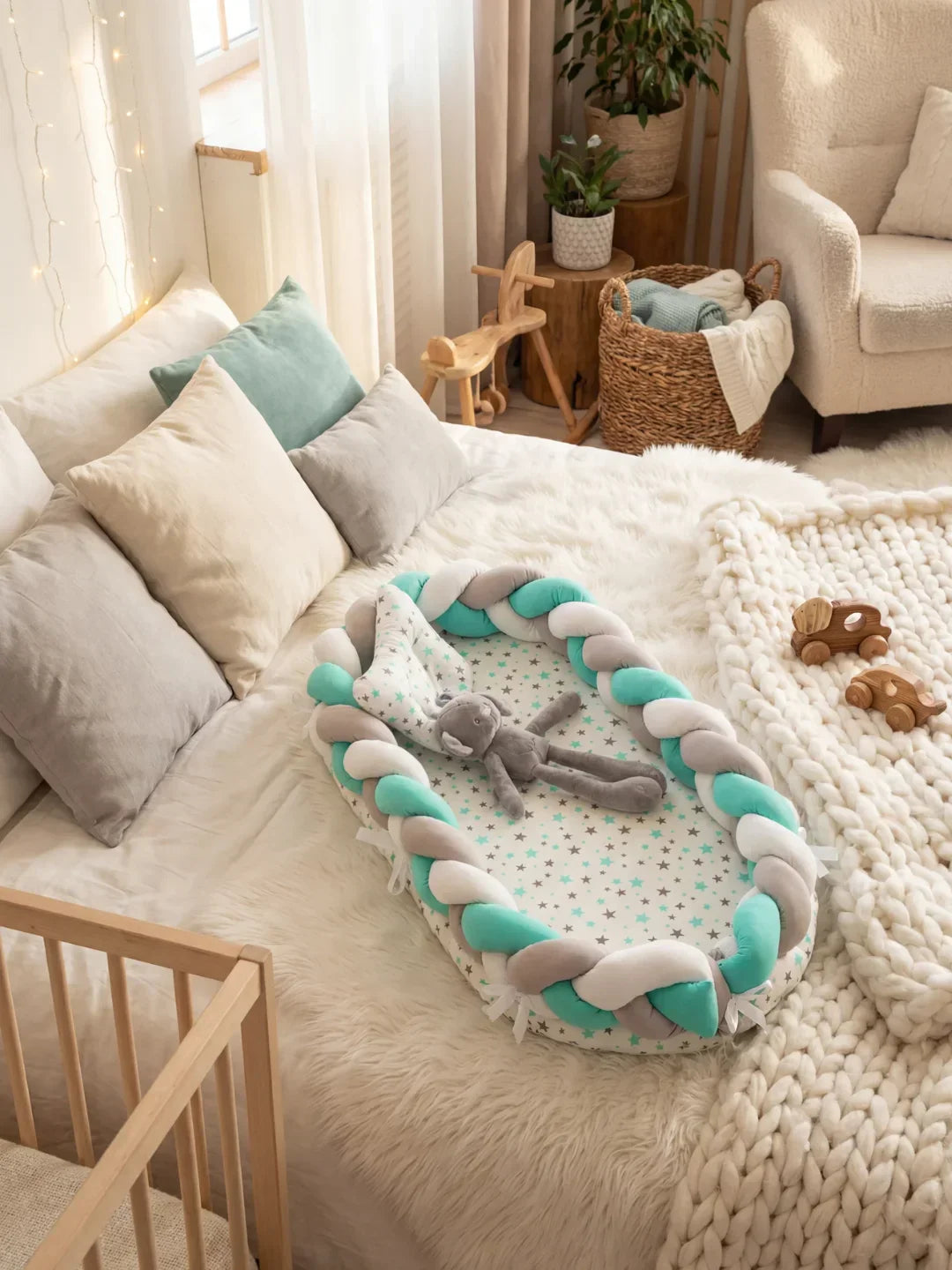 Breathable Bionic Baby Nest with Braided Bumper
