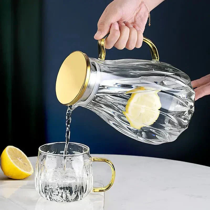 Juego retro de jarra y taza con tapa de acero inoxidable para bebidas calientes y frías