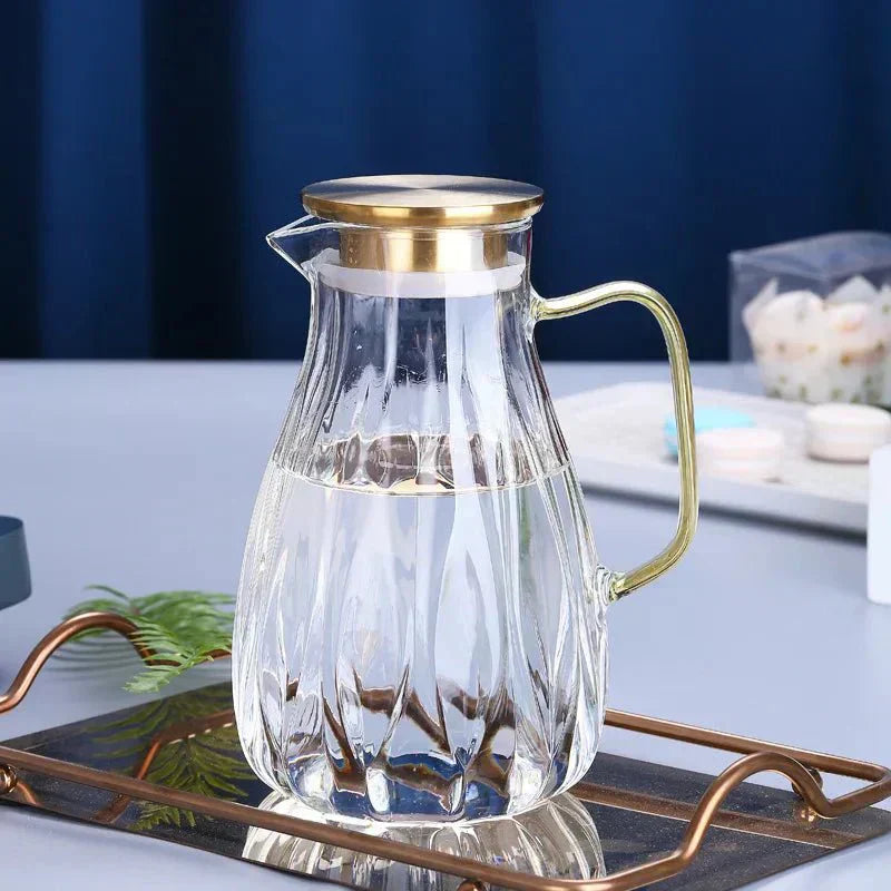 Set vintage de carafă și căni din sticlă Nova cu capac din oțel inoxidabil