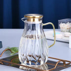 Set vintage de carafă și căni din sticlă Nova cu capac din oțel inoxidabil