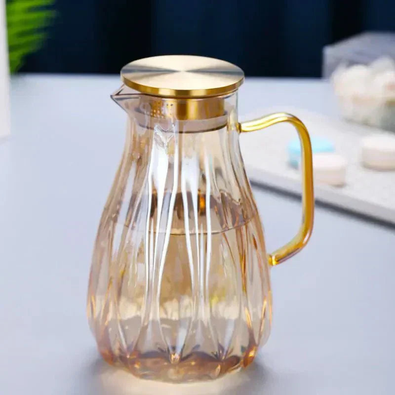 Set vintage de carafă și căni din sticlă Nova cu capac din oțel inoxidabil