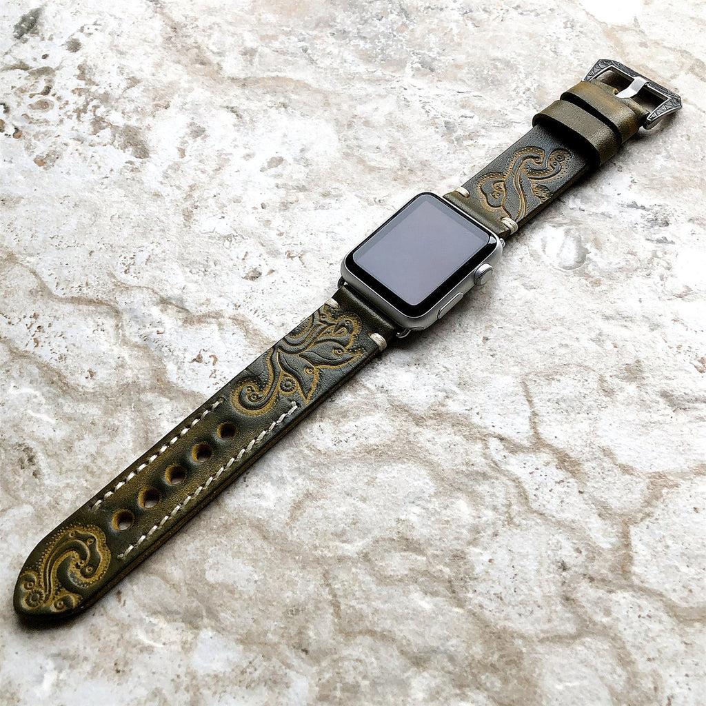 Sera håndgraveret læderrem til Apple Watch Ultra og andre modeller