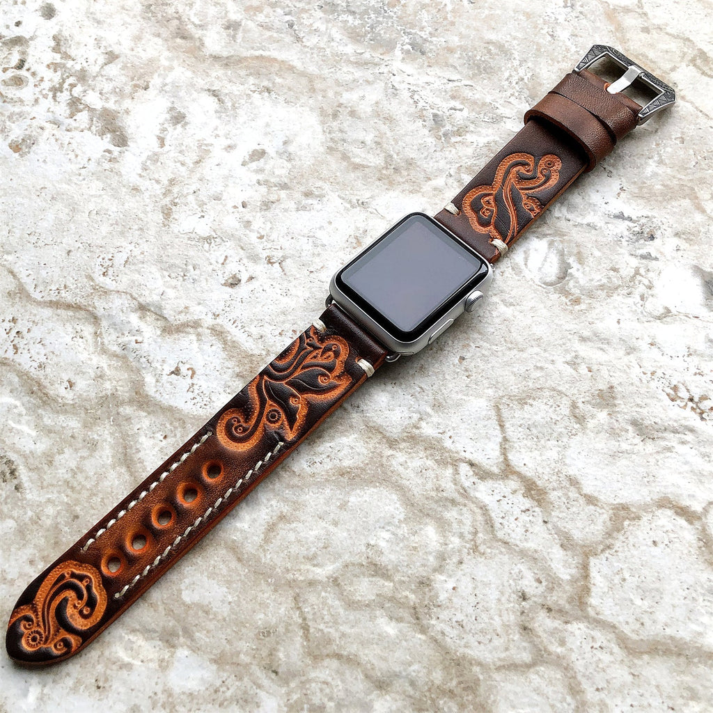 Sera håndgraveret læderrem til Apple Watch Ultra og andre modeller