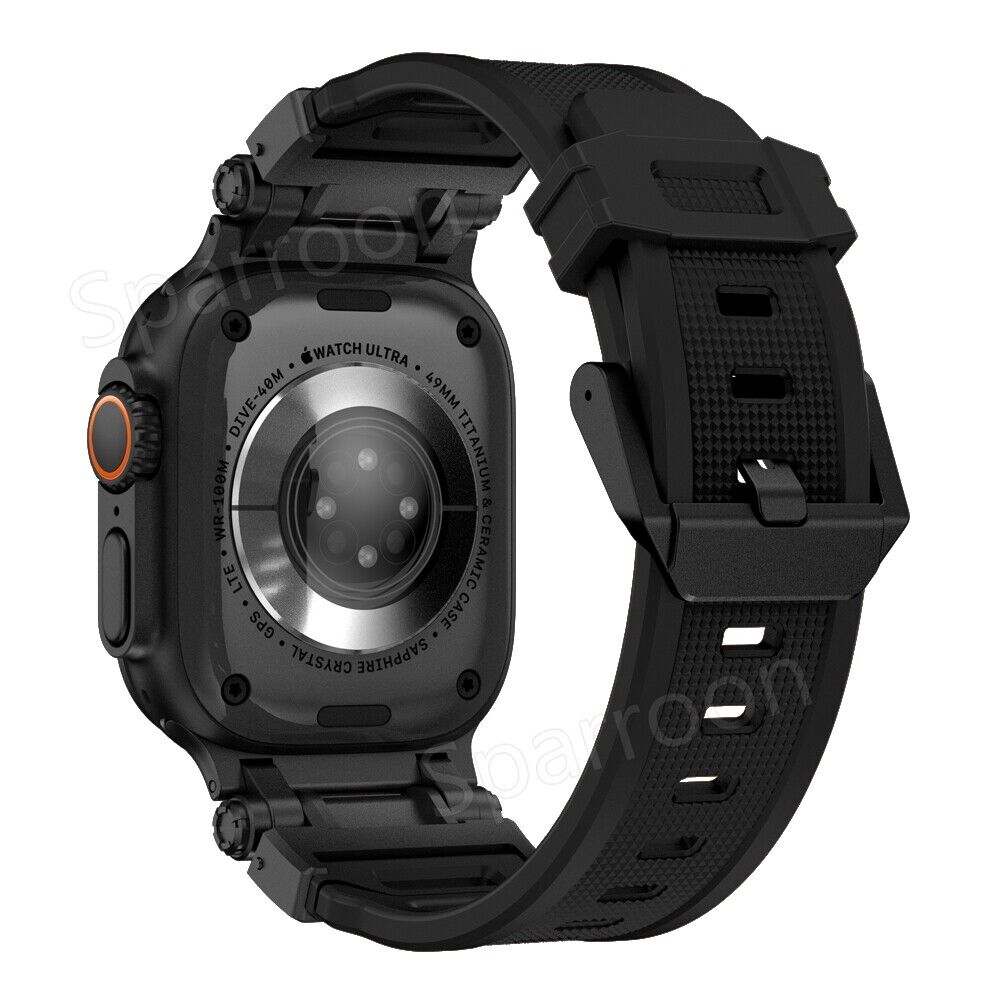 Rovelo Metal Ultra Case With Fluoro Band For Apple Watch 4 Through 9 SE