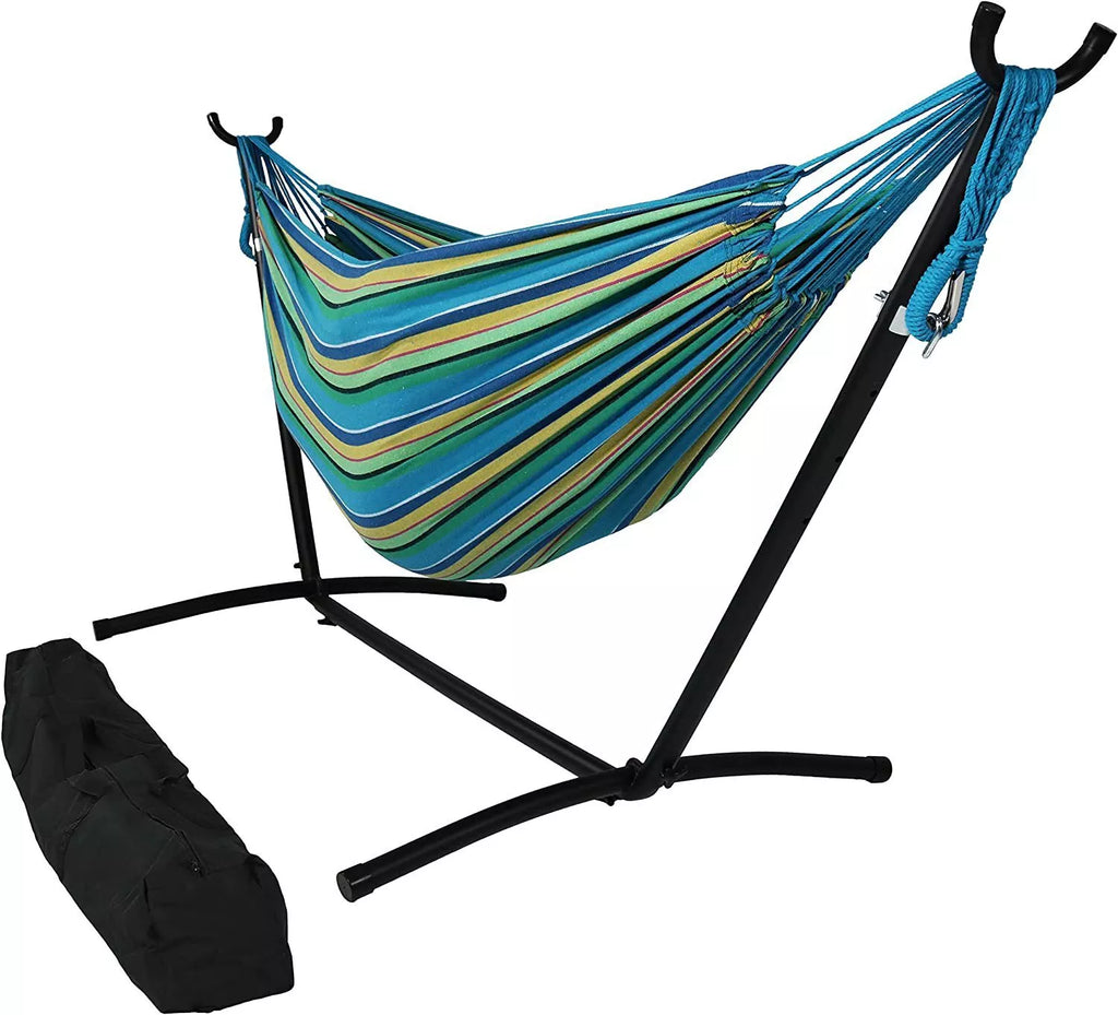 Rede para Dois com Suporte em Lona Premium para Relaxamento ao Ar Livre