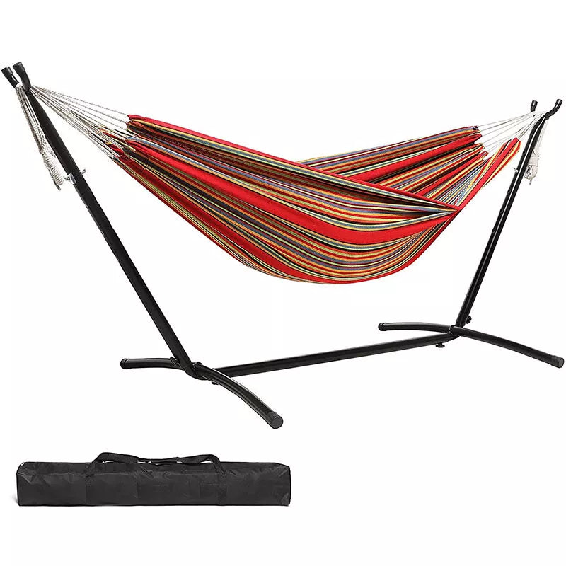 Rede para Dois com Suporte em Lona Premium para Relaxamento ao Ar Livre