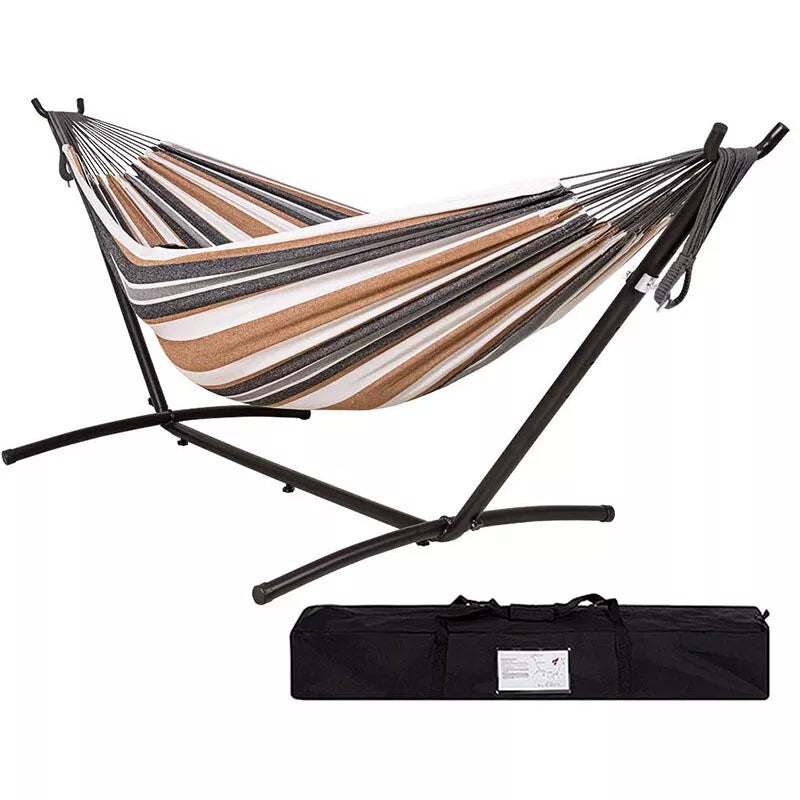 Rede para Dois com Suporte em Lona Premium para Relaxamento ao Ar Livre