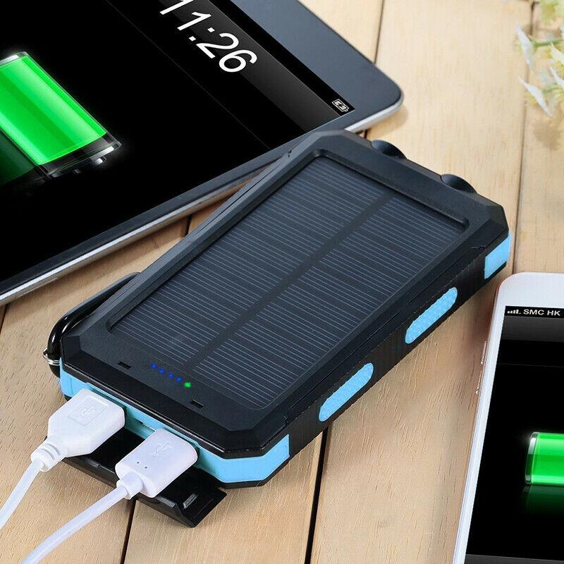 SolaraGuard 50000mAh ulkokäyttöön tarkoitettu aurinkokäyttöinen virtapankki vedenpitävällä rakenteella ja kahdella USB-portilla