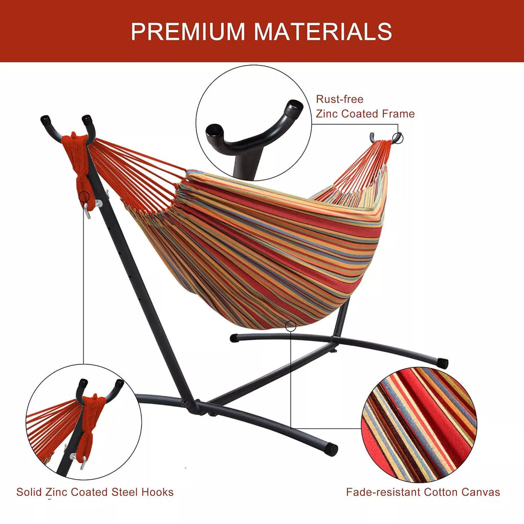 Rede para Dois com Suporte em Lona Premium para Relaxamento ao Ar Livre