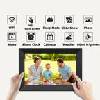 10,1-tommer WiFi-fotoframe med 1080p touchskærm til familier