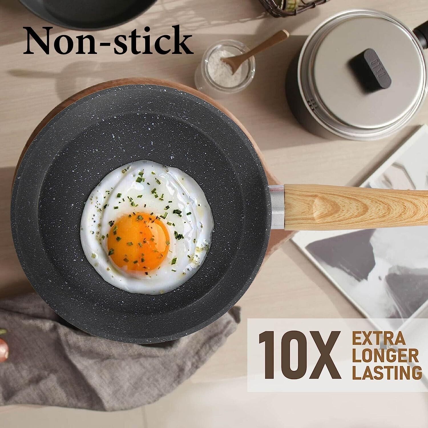Collection de batteries de cuisine antiadhésives revêtues de granit pour cuisiniers amateurs