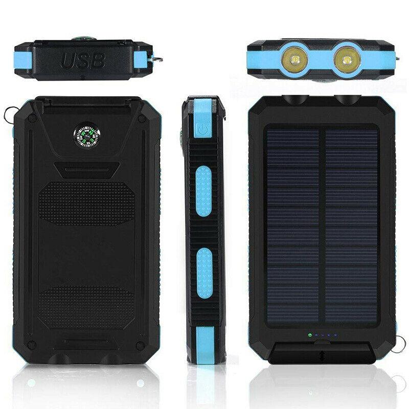 SolaraGuard 50000mAh ulkokäyttöön tarkoitettu aurinkokäyttöinen virtapankki vedenpitävällä rakenteella ja kahdella USB-portilla