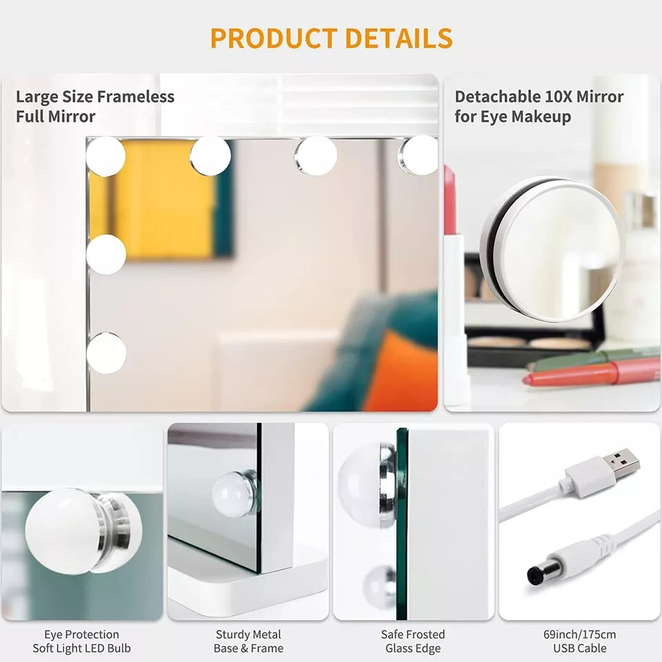 Hollywood Makeup Mirror With Dimmable LED Lighting For Flawless Looks