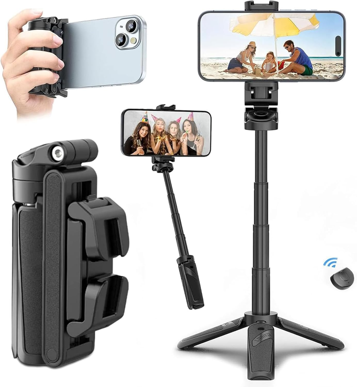 Travelers 4-sektions selfiepinne med stativ och Bluetooth