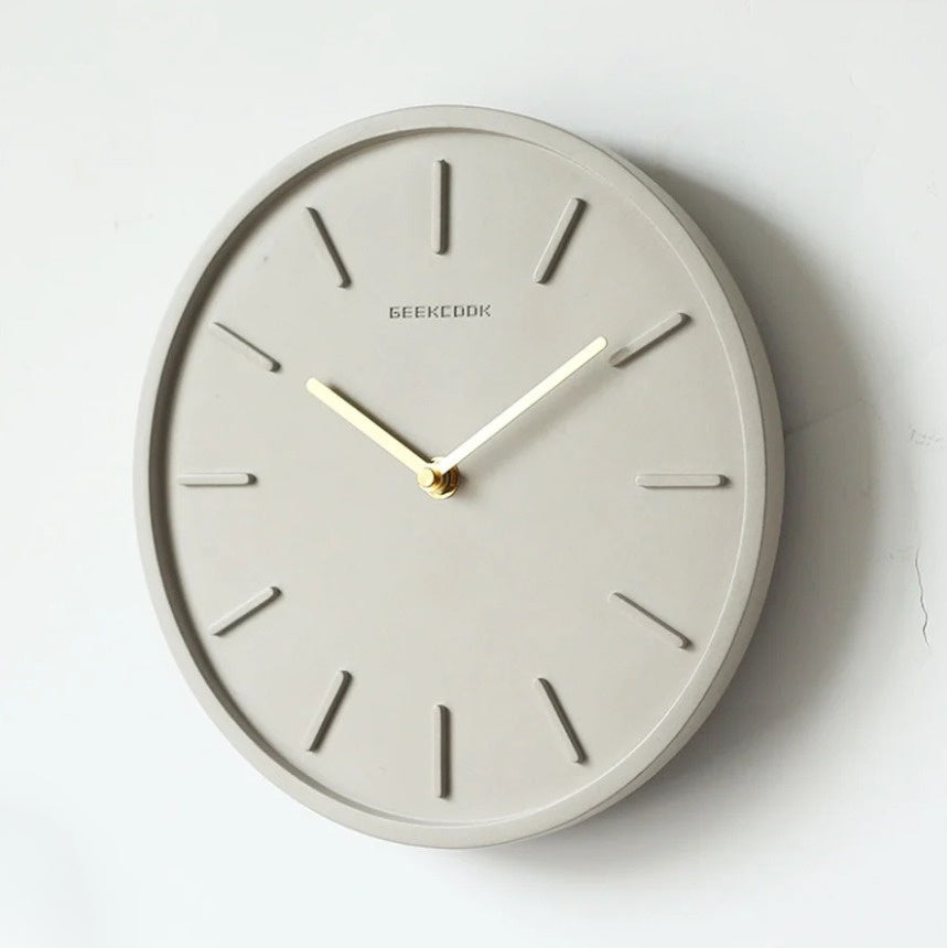 Fjordline Cement Nordic Wall Clock With Metal Pendant