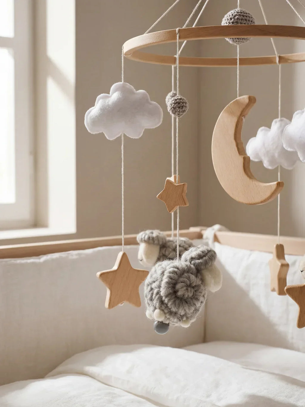 Wooden Baby Mobile – Gentle Crib Decor for Calm Sleep and Sensory Play