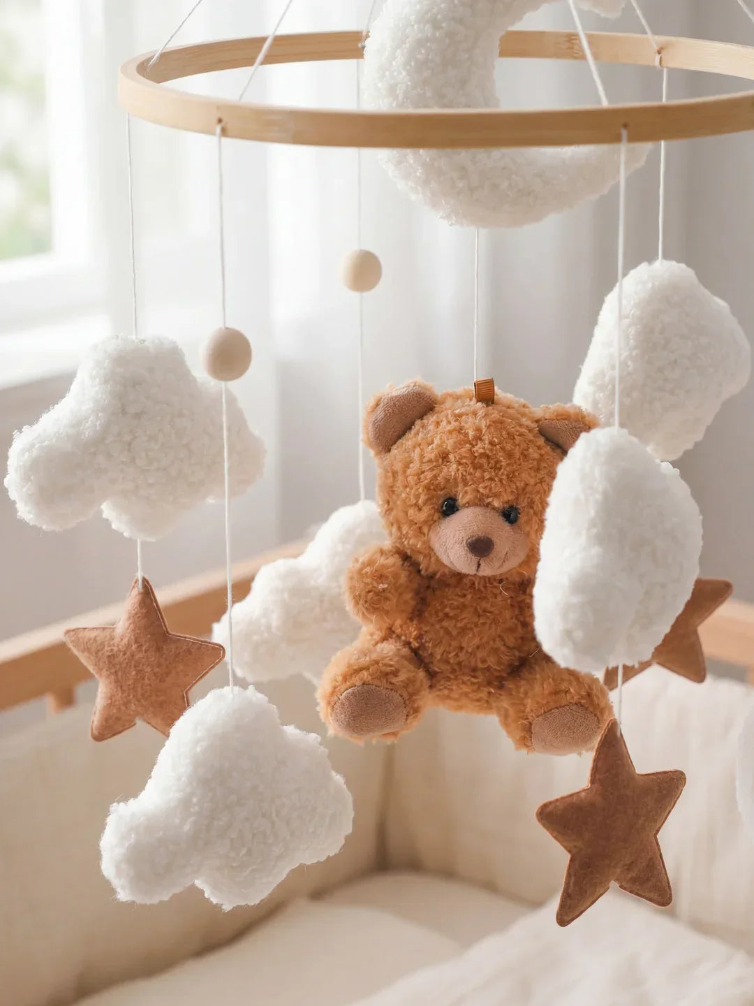 Compact Wooden Baby Mobile & Support Arm Set