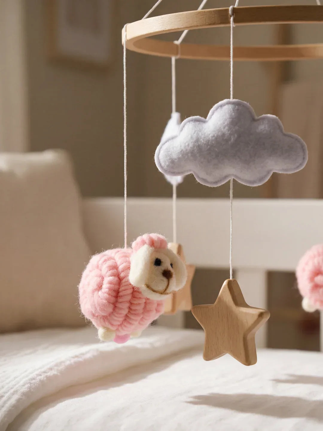 Wooden Baby Mobile – Gentle Crib Decor for Calm Sleep and Sensory Play