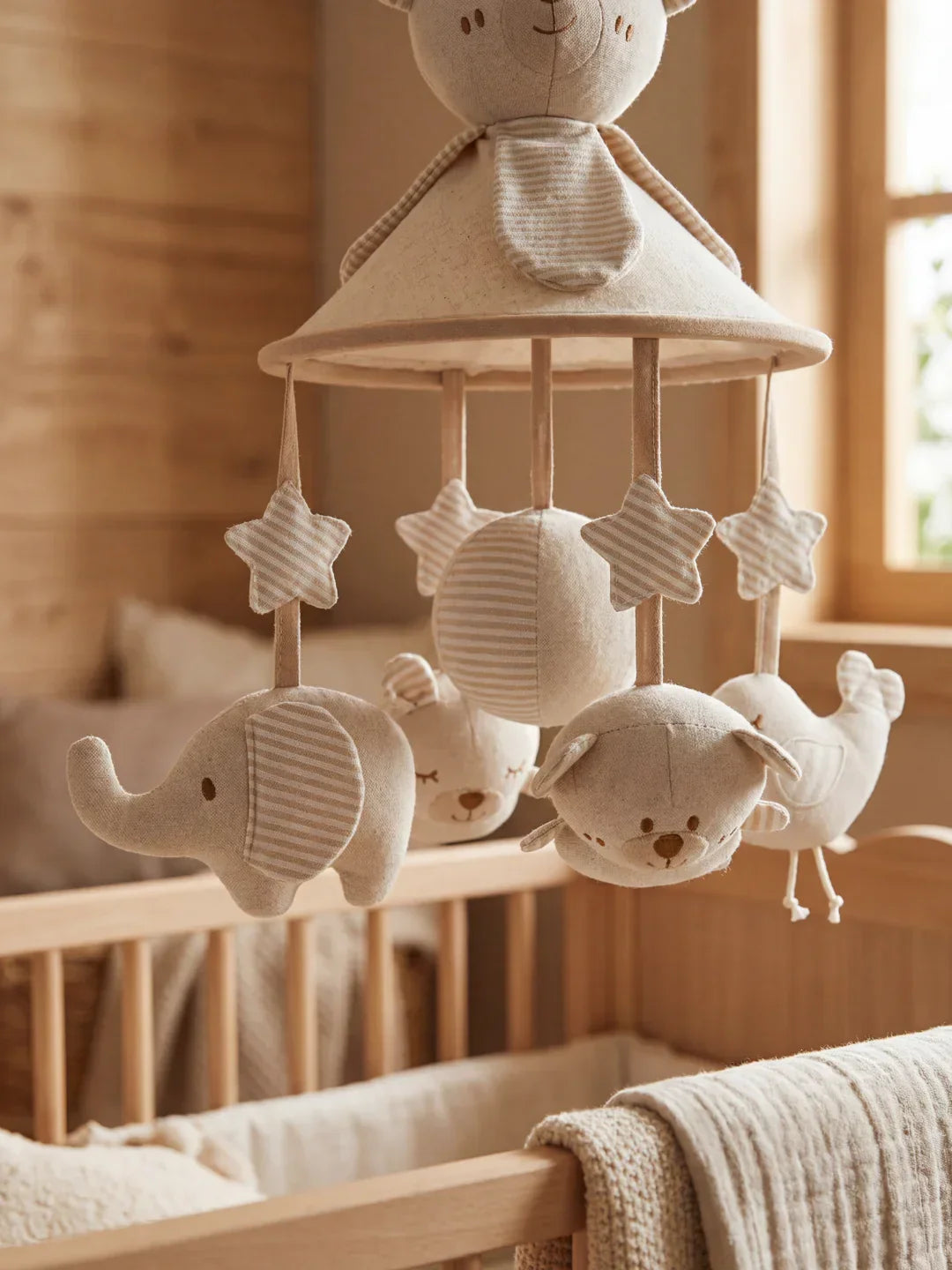 Soothing Wooden Baby Musical Mobile & Support Arm