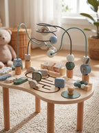 Multi-Activity Wooden Play Table for Toddler Exploration