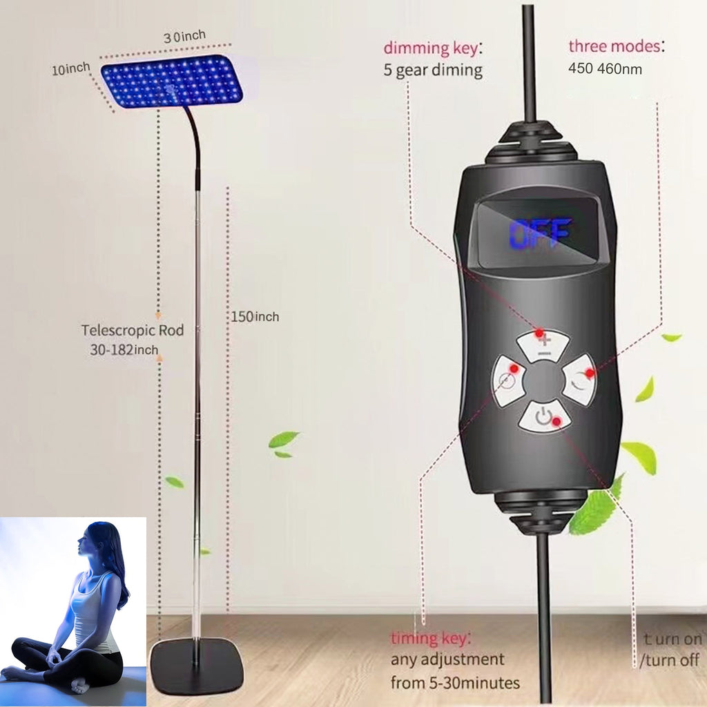 Dispozitiv reglabil de bronzat cu lumină albastră pentru un bronz permanent pe tot parcursul anului