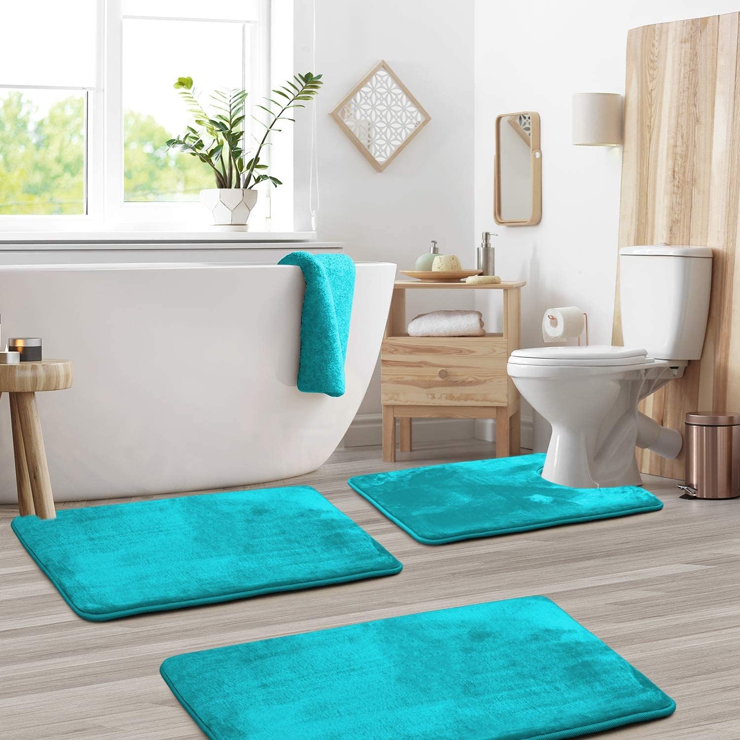 Set Tikar Mandi Buih Memori LuxeCloud Dengan Anti-Selip, 3-Keping