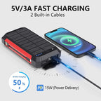 EclipseVolt 30 000 mAh vanntett solcellepowerbank med to USB-porter og Qi trådløs ladeplate