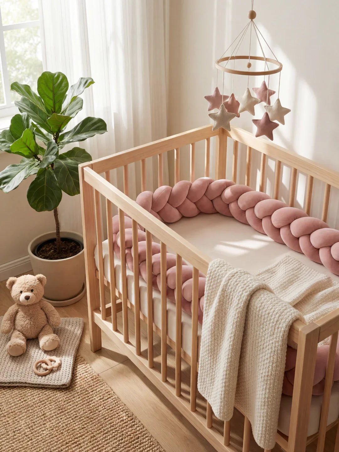 3-Strand Solid Color Baby Bumper with Ties