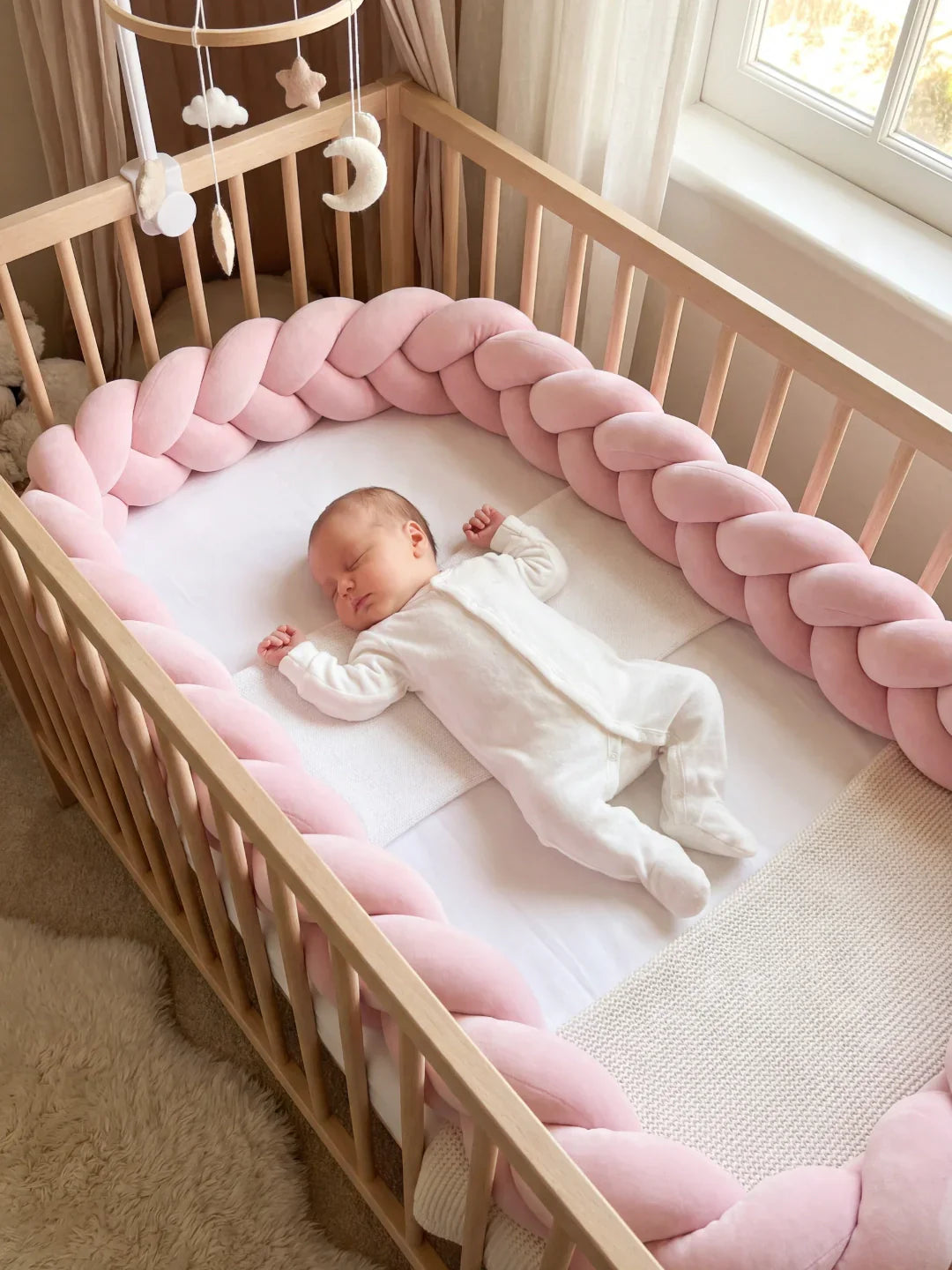 3-Strand Solid Color Baby Bumper with Ties