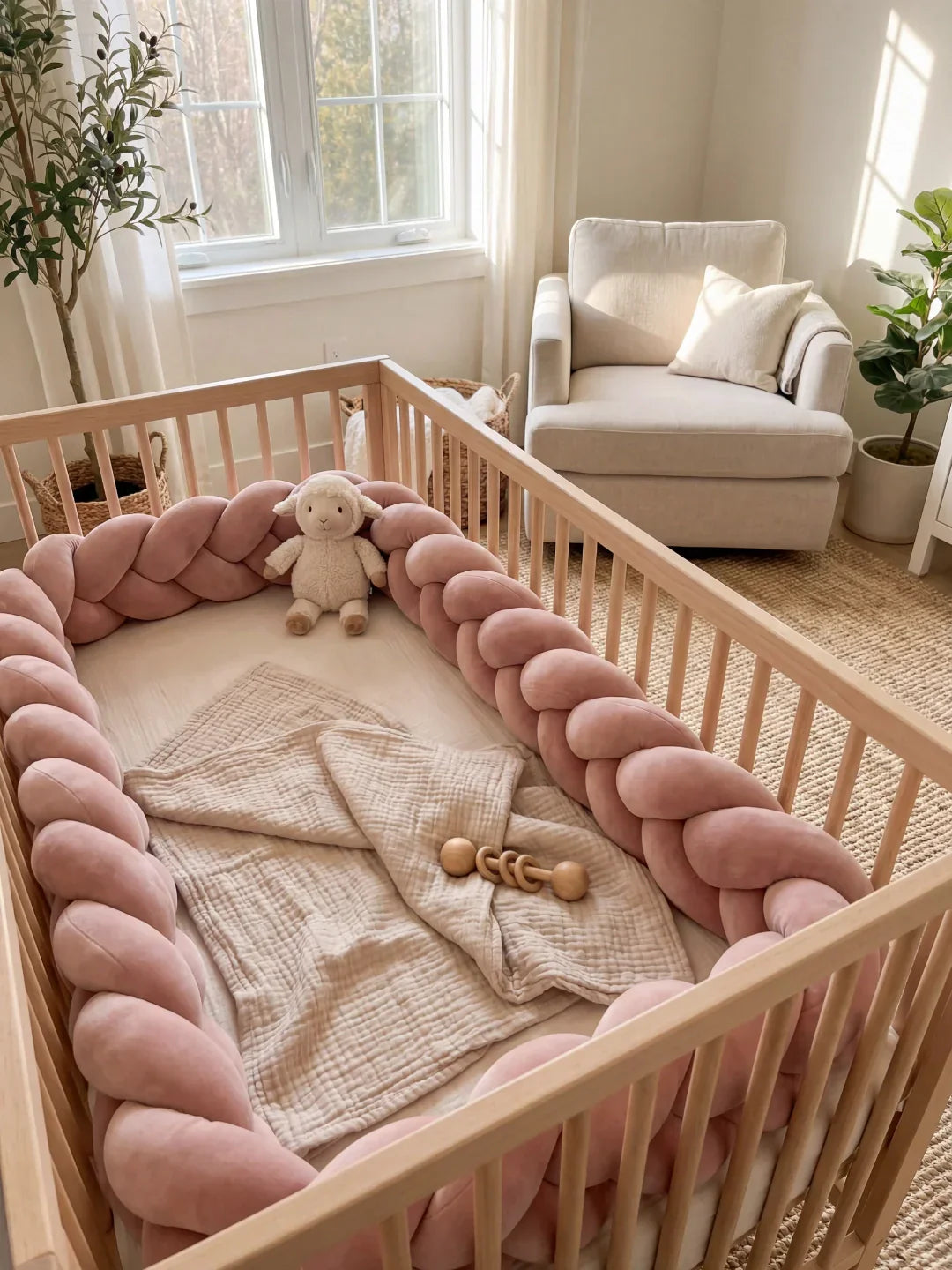 3-Strand Solid Color Baby Bumper with Ties