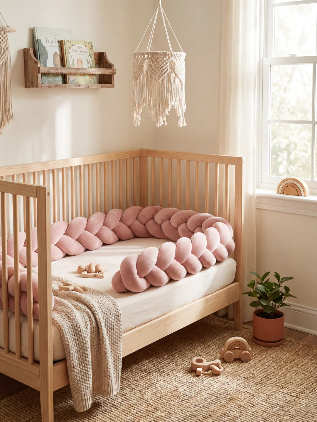 3-Strand Solid Color Baby Bumper with Ties