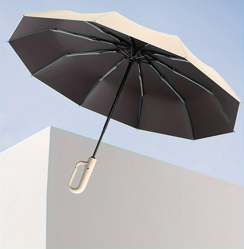 Ombrello Pieghevole Automatico AerisGuard con Manico a Fibbia Antivento per Ogni Condizione Climatiche