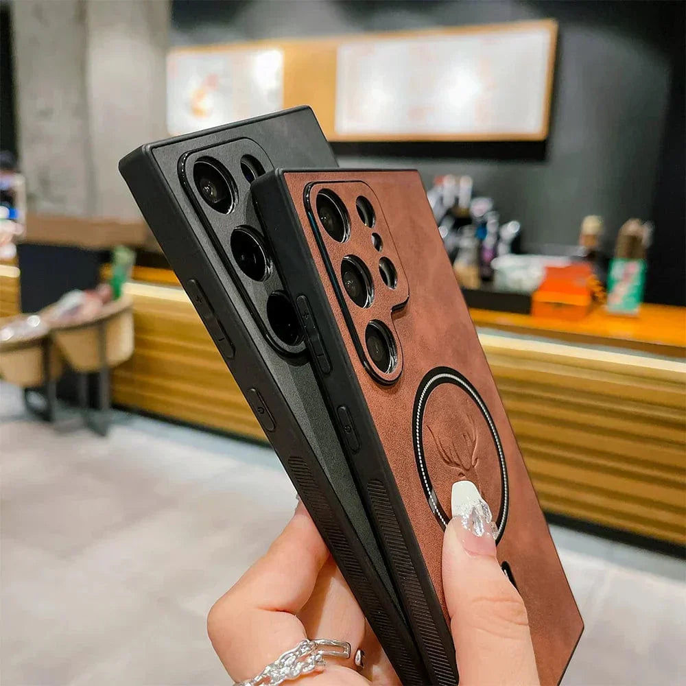 Samsung Galaxy Leather Case With Magnetic Wireless Charging