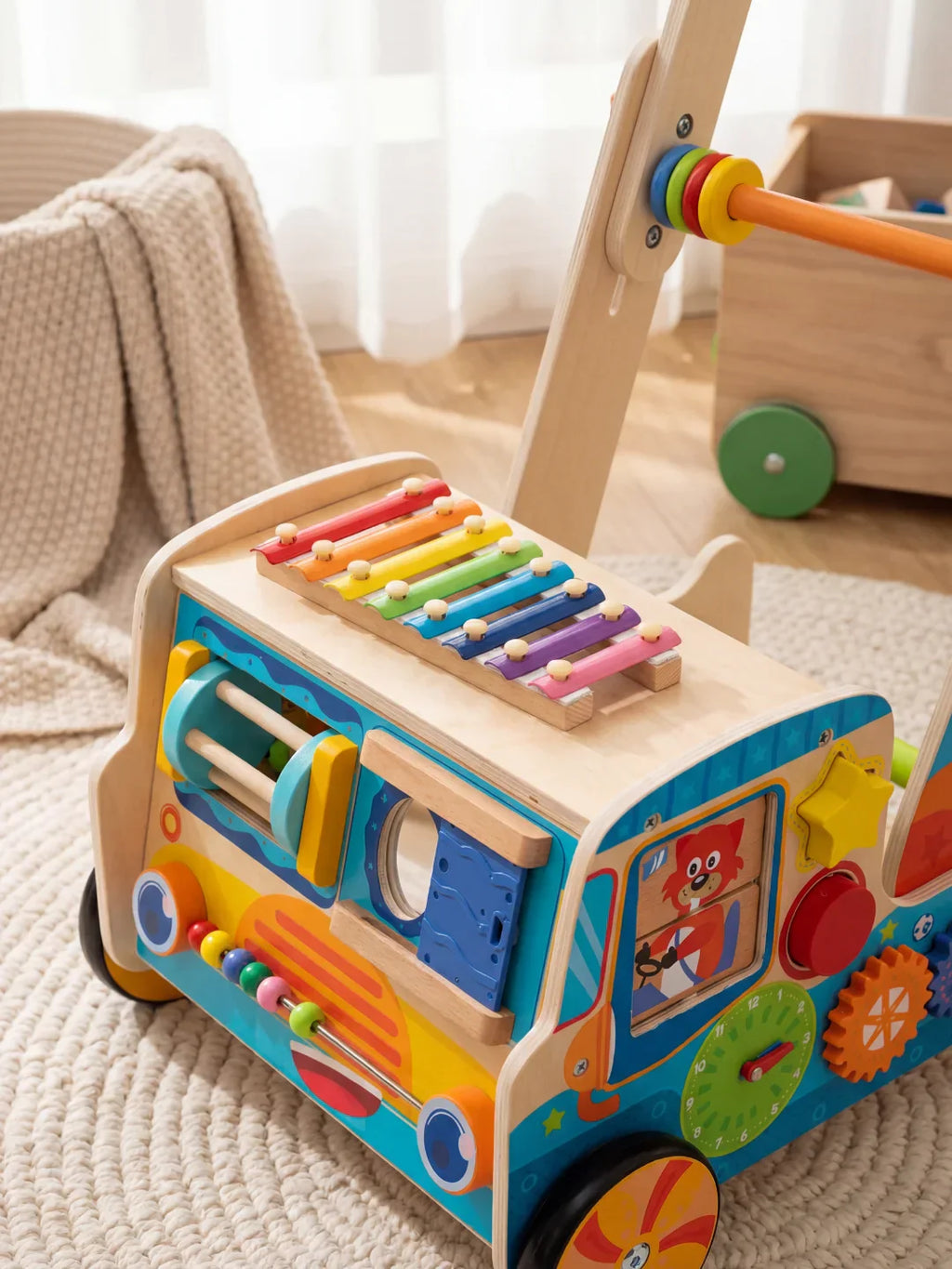 Musical Wooden Baby Walker Truck with Xylophone