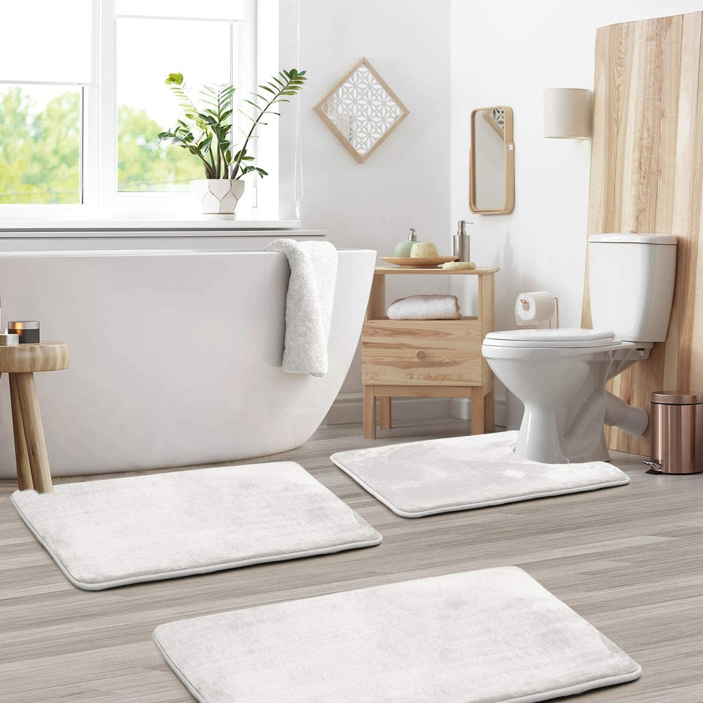 Set Tikar Mandi Buih Memori LuxeCloud Dengan Anti-Selip, 3-Keping