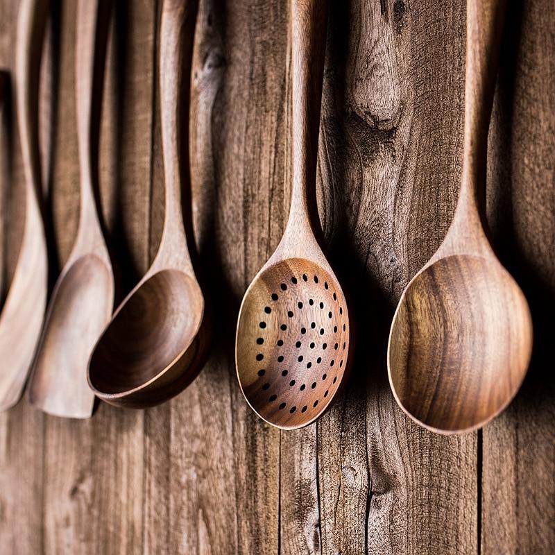 Conjunto de Utensílios de Cozinha em Teca Hearthwood para Cozinha Diária