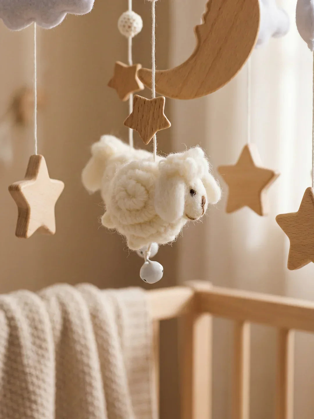 Wooden Baby Mobile – Gentle Crib Decor for Calm Sleep and Sensory Play